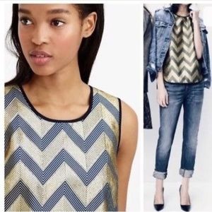 J Crew Gilded Chevron Mixed Shell - Blue & Gold